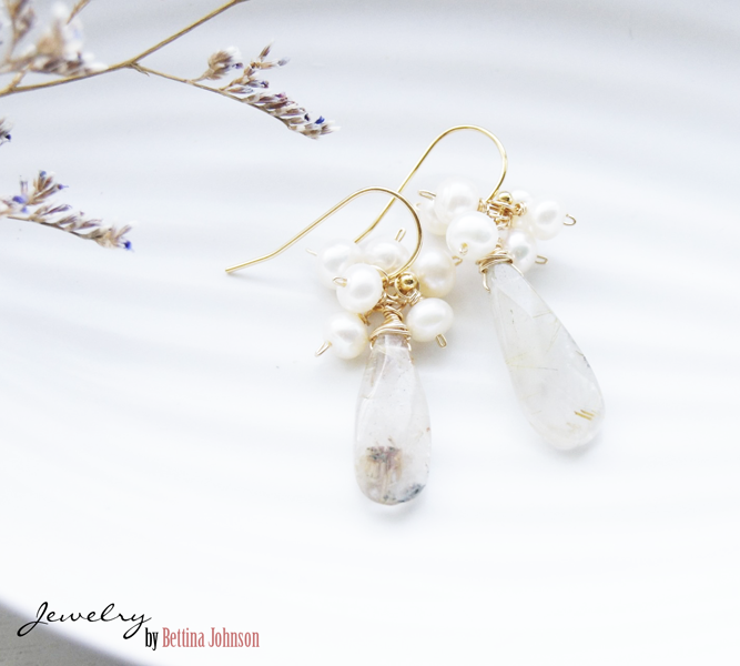 Rutilated quartz teardrop and Freshwater pearl earring Giveaway