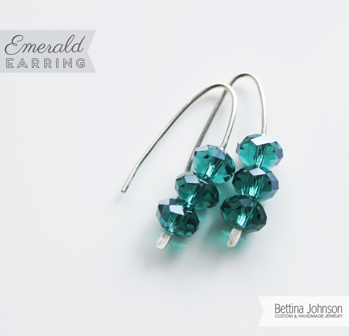 New – Emerald sterling silver earring