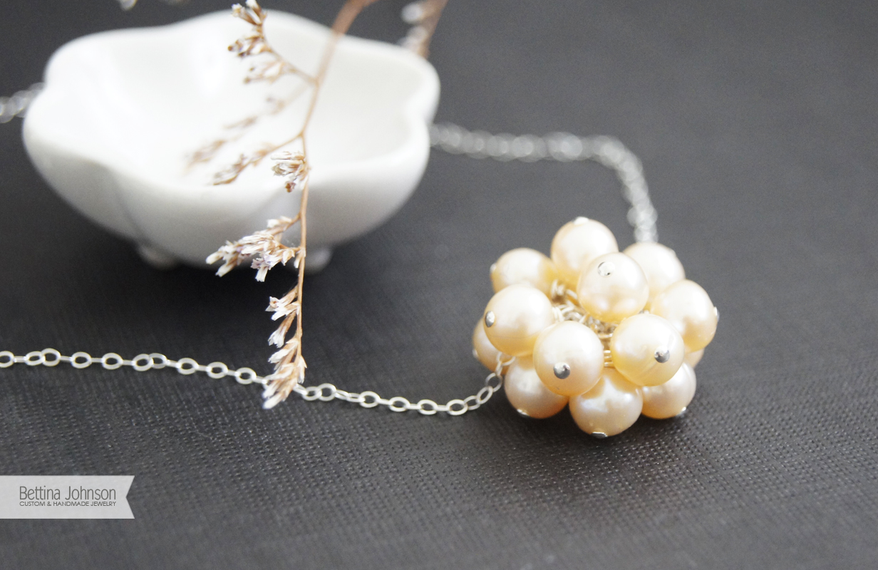 Sterling Silver freshwater pearl cluster pendant by bettina johnson