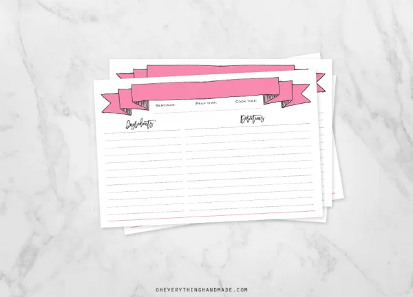Recipe Card -Pink Banner