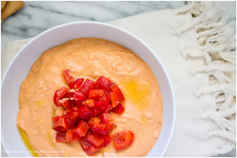 Delicious Roasted Red Pepper Hummus (Organic Version)