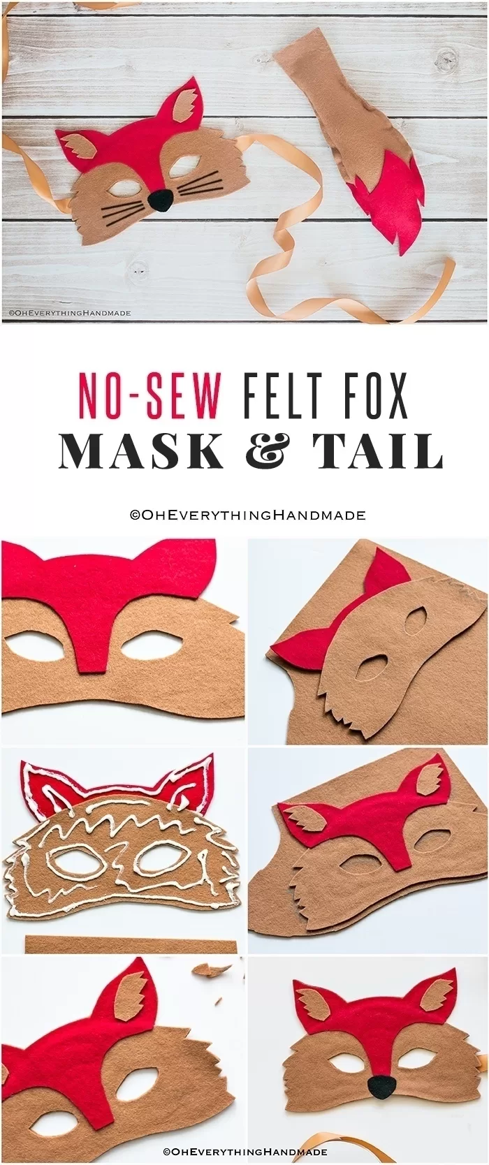 No Sew Felt Fox Mask & Tail DIY Crafts Ideas